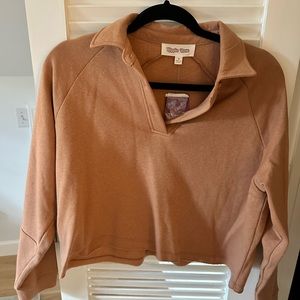 Burnt orange collared cropped sweatshirt